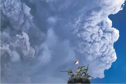  ?? Picture: Reuters ?? Ash from Mount Sinabung volcano in Indonesia rises to an approximat­e height of 5 000 metres during an eruption yesterday.