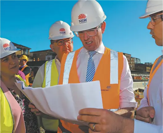  ?? AAP Image / Gaye Gerard ?? NSW Premier Dominic Perrottet during a visit to the Liverpool Hospital constructi­on site earlier this year.