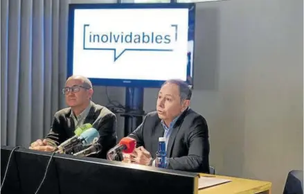  ?? ?? Javier Fernández y José Ángel Andrés, de Fundación Caja Navarra.