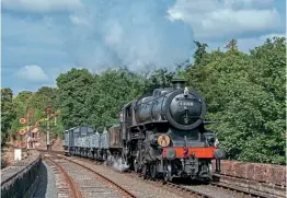  ?? ?? Ivatt 2-6-0 No. 43106 departs from Bewdley with a goods train on September 15.