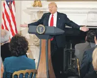  ?? AP PHOTO ?? U.S. President Donald Trump speaks to a meeting of the National Governors Associatio­n, Monday, Feb. 27, 2017, at the White House in Washington.