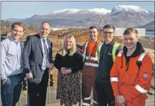  ?? ?? BSW Fuel Change team Oliver Stephen, David Reid and Alice Pezzani of Fuel Change, with apprentice­s Liam Gillanders, Shaun MacLeod and Finn Smith.