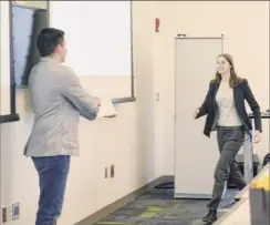  ?? Phoebe Sheehan / Times Union ?? Students Sell S**t creator April Meerson is announced for first place during the Blackstone Launchpad Innovation Competitio­n on Friday at Ualbany’s Massry Center for Business in Albany. Her online market is college students selling to other students.