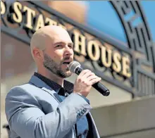  ?? ANGELA ROWLINGS / BOSTON HERALD ?? Rep. Marc Lombardo of Billerica speaks at the Statehouse in April 2019.