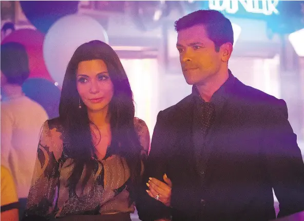  ??  ?? Marisol Nichols (Hermione Lodge) and Mark Consuelos (Hiram Lodge) star as the parents of Veronica Lodge in the hit Vancouver-shot show Riverdale. Based on the Archies comic book franchise, the show is a much darker, grittier look at the lives of the...