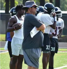  ?? (Pine Bluff Commercial/I.C. Murrell) ?? White Hall High School football Coach Bobby Bolding observes practice earlier this month.