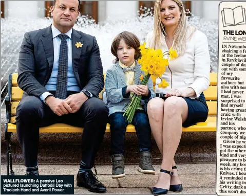  ?? ?? WALLFLOWER: A pensive Leo pictured launching Daffodil Day with Traolach Hand and Averil Power