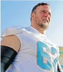  ?? JOHN MCCALL/SUN SENTINEL ?? Dolphins guard Ted Larsen, who was cut Thursday, started in 21 of 23 games during the past two seasons. He had one year remaining on his deal, worth $2.125 million.