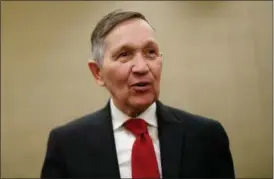  ?? JOHN MINCHILLO — THE ASSOCIATED PRESS FILE ?? Former U.S. Rep. Dennis Kucinich speaks at a news conference after announcing his run for Ohio governor the previous day, in Cincinnati.