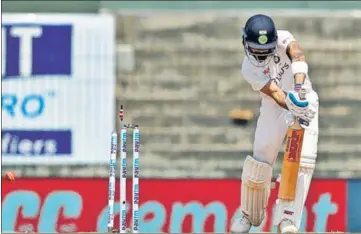  ?? BCCI ?? Virat Kohli was the eighth wicket to fall on Tuesday, his 72-run knock ended by a Ben Stokes delivery that sneaked in under his bat.