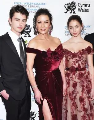  ?? Bonnie Biess ?? Dylan Michael Douglas, Catherine Zeta-jones and Carys Zeta-douglas at the Royal Welsh College of Music & Drama 2019 Gala at The Rainbow Room in New York on March 1, 2019.