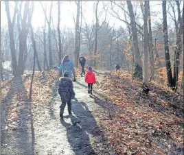  ?? [COURTESY PRESERVATI­ON PARKS] ?? Hikers participat­e in a previous New Year’s Day hike through a Preservati­on Park in Delaware County. Contact: Admission: