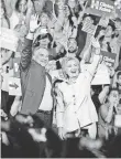  ?? GUSTAVO CABALLERO, GETTY IMAGES ?? Hillary Clinton and Tim Kaine rally in Miami on Saturday.