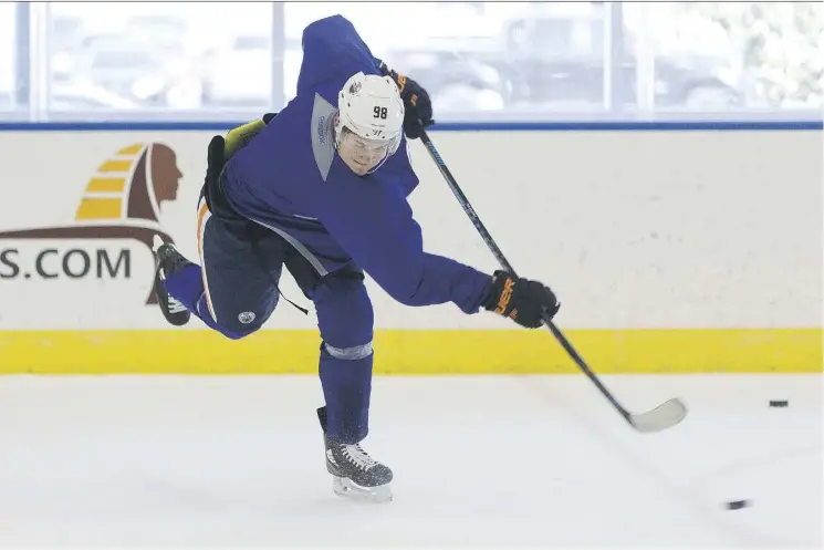  ?? IAN KUCERAK ?? Forward Jesse Puljujarvi, shown taking shots during an Oilers skate at Rogers Place, says he “feels different” coming into his second NHL training camp in Edmonton.