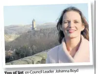  ??  ?? Top of list ex-Council Leader Johanna Boyd