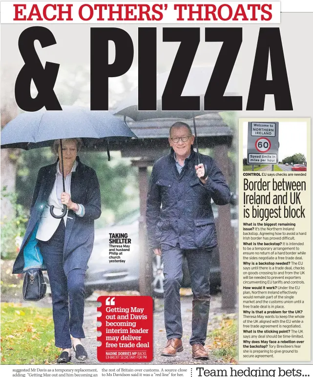  ??  ?? TAKING SHELTER Theresa May and husband Philip at church yesterday CONTROL