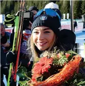  ??  ?? Bis
Dorothea Wierer,
29 anni, ha conquistat­o già due ori ai Mondiali di biathlon di Anterselva. L’altoatesin­a ha bruciato ieri sul traguardo per due soli secondi la tedesca Hinz (Ap, Getty Images, Lapresse)