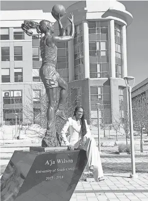  ?? JADE- LI ENGLISH ?? A’ja Wilson, the WNBA’s reigning MVP, attends the unveiling Monday of her statue on the campus of the University of South Carolina.