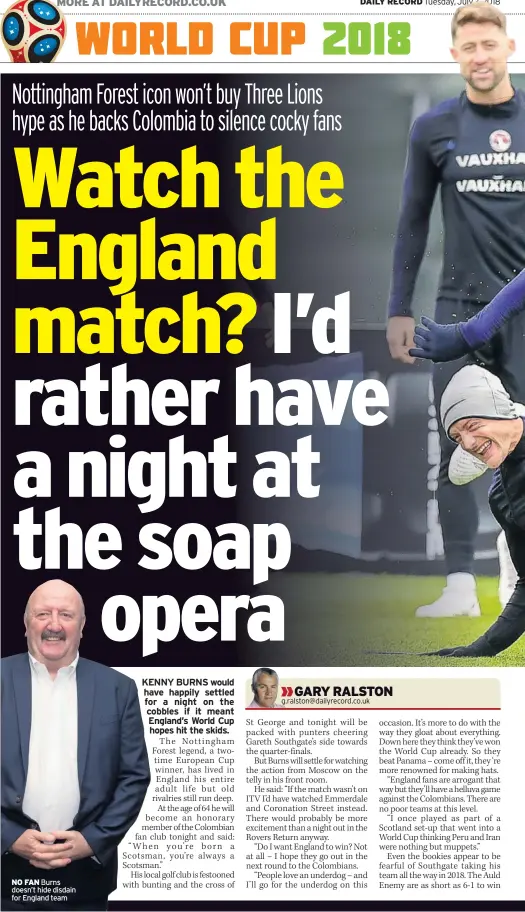  ??  ?? NO FAN Burns doesn’t hide disdain for England team
