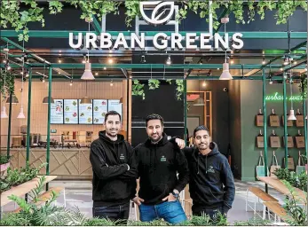  ?? ?? “The healthy fast-food scene was undevelope­d here”: from left, Yannis Drivas, Houman Ashrafzade­h and Rushil Ramjee