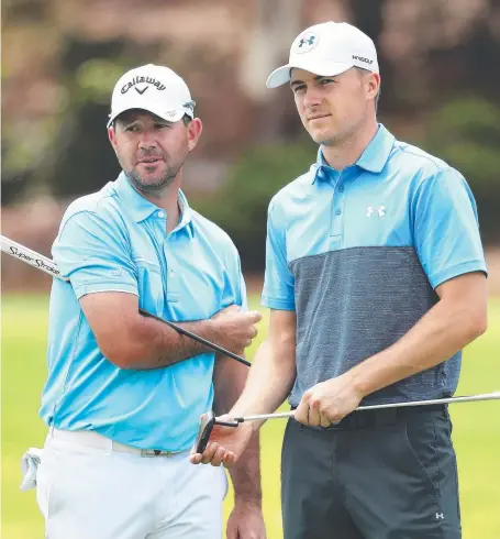  ?? Picture: BRETT COSTELLO ?? Former Australian cricket captain Ricky Ponting with Jordan Spieth at the Australian Open pro-am in Sydney.