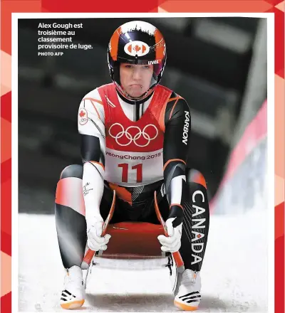  ?? PHOTO AFP ?? Alex Gough est troisième au classement provisoire de luge.