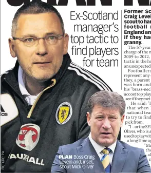  ?? ?? PLAN Boss Craig Levein and, inset, scout Mick Oliver