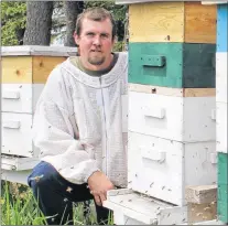  ?? COLIN MACLEAN - JOURNAL PIONEER ?? James Maclean of Island Blend Farms in Southwest Lot 16 recently received a call to remove a large honeybee hive from the wall of a home in Hamilton, near Malpeque.