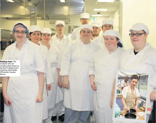  ??  ?? Baking stars The students who are excelling themselves at Ayrshire College Insert: Inspiring others Bake Off winner Candice Brown