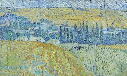  ??  ?? Capolavori Vincent van Gogh, «Paesaggio sotto la pioggia ad Auvers» (1890) , Cardiff, Amgueddfa Cymru - National Museum Wales