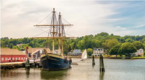  ??  ?? At Mystic Seaport Museum, visitors can step aboard historic vessels and learn how boating was done generation­s ago.