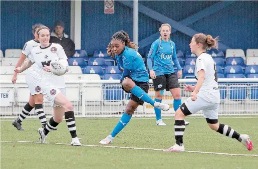  ?? Photo by Nicky Hayes. ?? Billericay's Therese Addison scored four second half goals to knock Maidenhead out of the cup.