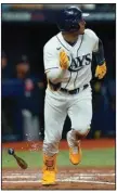  ?? (AP/Chris O’Meara) ?? Wander Franco of the Tampa Bay Rays bats against the Boston Red Sox on Oct. 8 in St. Petersburg, Fla. The Rays will not play in Montreal for the 2022 season after Major League Baseball rejected a sister city plan Thursday.