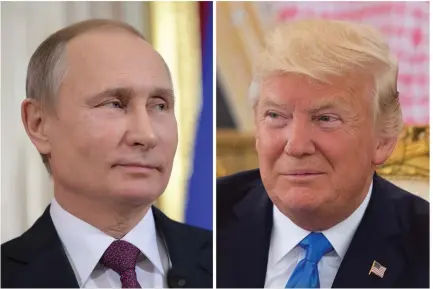  ??  ?? RUSSIAN PRESIDENT Vladimir Putin and US President Donald Trump, in this compilatio­n photo, prepare for a meeting on Friday.