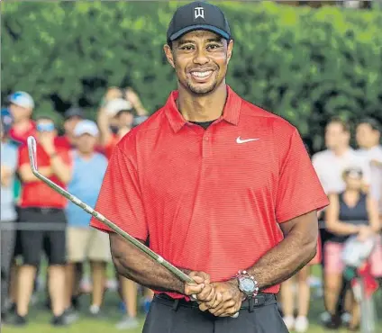  ?? FOTO: EFE ?? Tiger Woods, campeón del Tour Championsh­ip. El ex nº 1 reapareció en diciembre de 2017 siendo el nº 1.199 mundial y ayer subió al 13º