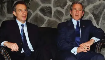  ??  ?? Blair and Bush in March 2003, in the run-up to the Iraq war