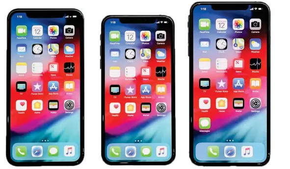  ??  ?? Apple’s new iPhone XR, XS, and XS Max.