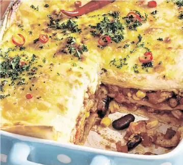  ?? A360 ?? Mexican lasagna is an easy Tex-Mex meal.