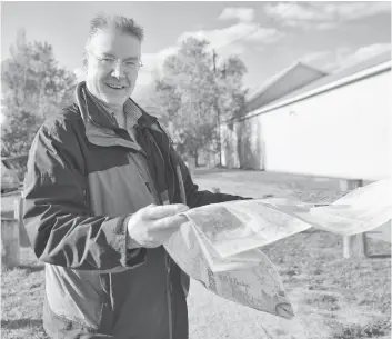  ?? [VERONICA REINER / THE OBSERVER] ?? Elmira’s Clay Williams planned out the route, which will mirror the migration pattern of the Monarch butterfly. Organizers will take a road trip in November to test the route for safety.