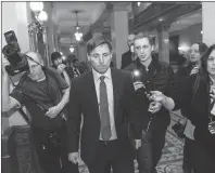  ?? CP PHOTO ?? Ontario Progressiv­e Conservati­ve Leader Patrick Brown leaves Queen’s Park after a press conference in Toronto last month.