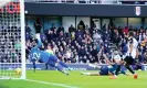  ?? Photograph: Javier García/Shuttersto­ck ?? Raúl Jiménez watches as his first-half equaliser goes past Arsenal’s David Raya.