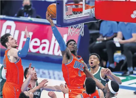  ?? TODAY SPORTS] ?? Thunder guard Hamidou Diallo is wowing lots of folks this season. His numbers across the board have skyrockete­d — he had 13 rebounds Sunday against Milwaukee — and at the least, he should be in the conversati­on for the NBA's Most Improved Player. [ALONZO ADAMS/USA