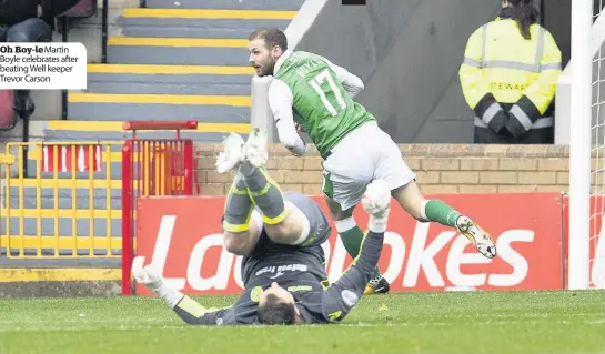  ??  ?? Oh Boy-le Martin Boyle celebrates after beating Well keeper Trevor Carson