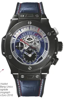  ??  ?? The Hublot Big Bang Unico Retrograde Chronograp­h Uefa Euro 2016