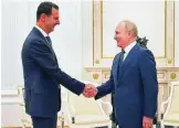  ?? EFE ?? Putin con Asad, ayer, en el Kremlin