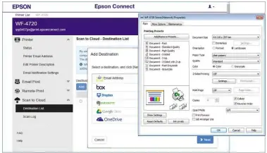  ??  ?? BELOW Epson’s cloud support is second to none and the printer’s driver offers plenty of printing controls