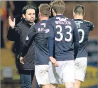  ?? Picture: SNS Group. ?? Paul Hartley shows his support for his players at full-time.