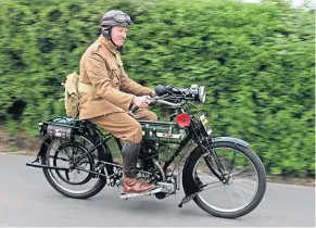  ?? ?? No holding back, Julian Wade lost out on a gold by being one minute early last time! Julian was spotted in Burton Dassett riding his 1914 499cc ex-WD BSA Model H.