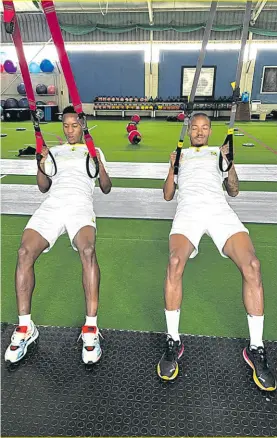  ?? > Photos: ?? Themba Zwane and Thapelo Morena in White River. Bafana Bafana’s Twitter page