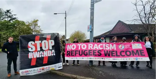  ?? ?? The protest was attended by residents and politician­s alike, while James Granleese, below, spoke about why they were doing it